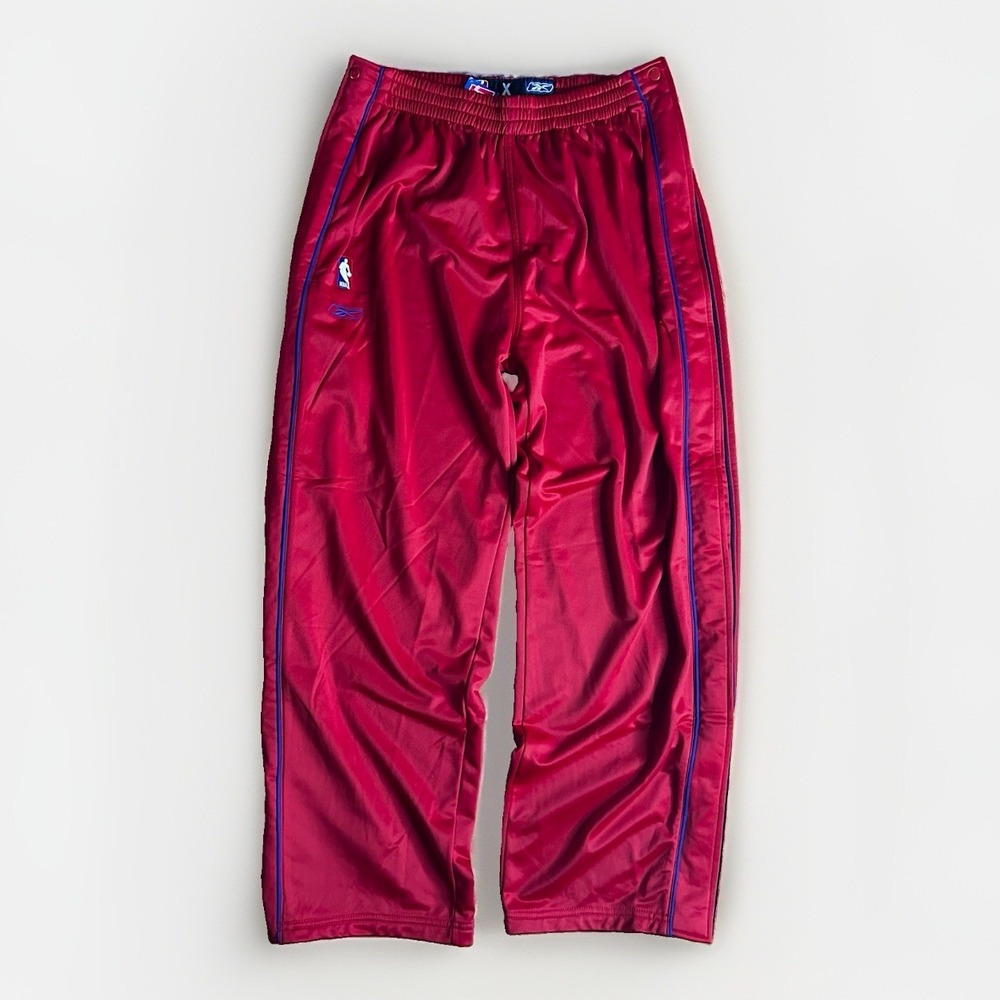 Vintage Y2K Reebok NBA Detroit Pistons Warm-Up Breakaway Pants Mens XL Red Horse